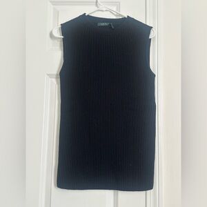 Ralph Lauren 100% Wool Sleeveless Ribbed Knit Top - Black